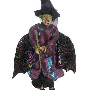 Vintage Halloween Witch Doll With LED Lights & Sound Wings Move Ganz ?